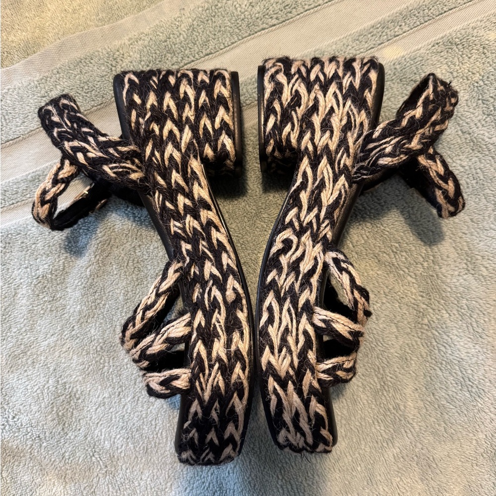 BCBG Black Braided Platform Espadrille Sandal - Picture 2 of 5